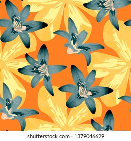 Philippine Flowers. Seamless Pattern with Indonesian Jungle. Trendy Background for Dress, Fabric, Underwear. Big Texture in Fresh Colors. Vector Seamless Pattern with Philippine Flowers