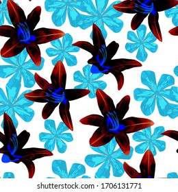 Philippine Flowers. Seamless Pattern with Indonesian Jungle. Trendy Background for Wallpaper, Dress, Shirt. Big Texture in Fresh Colors. Vector Seamless Pattern with Philippine Flowers