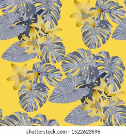Philippine Flowers. Seamless Pattern with Tropic Leaves and Flowers.
