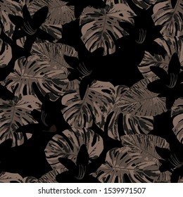 Philippine Flowers. Seamless Pattern with Tropic Leaves and Flowers.