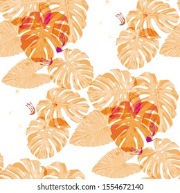 Philippine Flowers. Seamless Pattern with Tropic Leaves and Flowers.