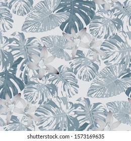 Philippine Flowers. Seamless Pattern with Tropic Leaves and Flowers.