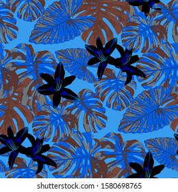 Philippine Flowers. Seamless Pattern with Tropic Leaves and Flowers.