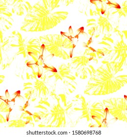 Philippine Flowers. Seamless Pattern with Tropic Leaves and Flowers.
