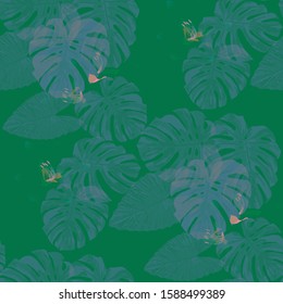 Philippine Flowers. Seamless Pattern with Tropic Leaves and Flowers.