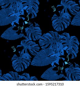 Philippine Flowers. Seamless Pattern with Tropic Leaves and Flowers.