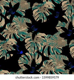 Philippine Flowers. Seamless Pattern with Tropic Leaves and Flowers.