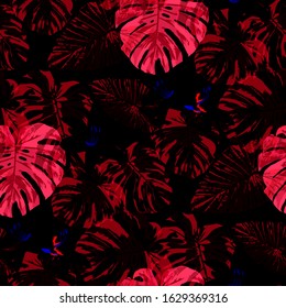 Philippine Flowers. Seamless Pattern with Tropic Leaves and Flowers.