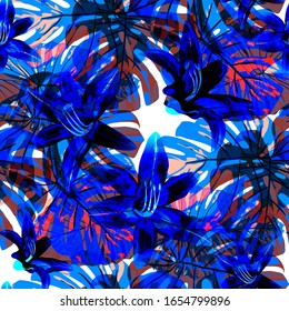 Philippine Flowers. Seamless Pattern with Tropic Leaves and Flowers.