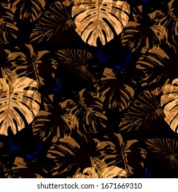 Philippine Flowers. Seamless Pattern with Tropic Leaves and Flowers.