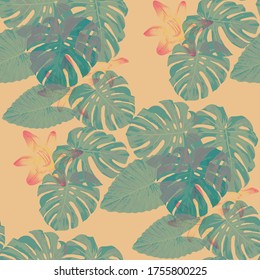 Philippine Flowers. Seamless Pattern with Tropic Leaves and Flowers.