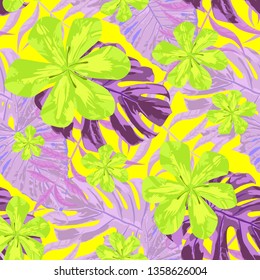 Philippine Flowers. Seamless Tropical Pattern with Australian Jungle. Vintage Background for Underwear, Cloth, Swimwear. Big Texture. Vector Seamless Pattern with Philippine Flowers