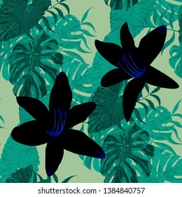 Philippine Flowers. Seamless Tropical Pattern with Australian Jungle. Vintage Background for Cloth, Tablecloth, Underwear. Big Texture. Vector Seamless Pattern with Philippine Flowers