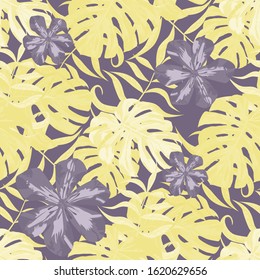 Philippine Flowers. Seamless Tropical Pattern with Australian Rainforest. Big Texture. Trendy Background for Shirt, Fabric, Cloth. Vector Seamless Pattern with Philippine Flowers