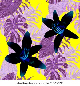 Philippinische Blumen. Nahtlose tropische Muster mit australischem Dschungel. Retro-Hintergrund für Hemd, Unterwäsche, Tablettenfilm. Große Textur. Vektorillustration Nahtlose Muster mit philippinischen Blumen