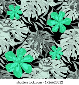 Flores filipinas. Patrón tropical sin foco con selva india. Fondo de moda para tapiz, camiseta, mantel. Gran textura. Patrón sin vectores con flores filipinas
