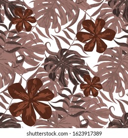 Philippine Flowers. Vintage Background for Swimwear, Wallpaper, Underwear. Seamless Tropical Pattern with Indonesian Jungle. Big Texture. Vector Seamless Pattern with Philippine Flowers