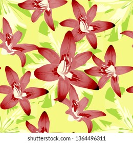 Philippine Flowers. Vintage Background for Wallpaper, Dress, Shirt. Seamless Pattern with Hawaiian Jungle. Big Texture in Fresh Colors. Vector Seamless Pattern with Philippine Flowers