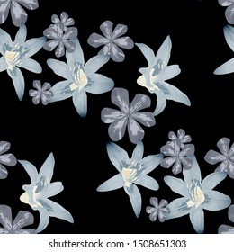 Philippine Flowers. Vintage Background for Wallpaper, Shirt, Curtain. Big Texture in Fresh Colors. Seamless Pattern with Brasilian Rainforest. Vector Seamless Pattern with Philippine Flowers