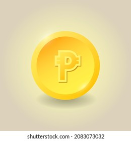 Philippine golden peso coin.  Premium quality graphic design icon. Vector illustration finance concept.