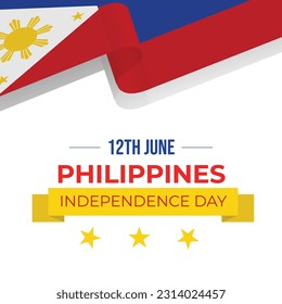 Philippine independence day background with waving flag. 12th June Philippines Independence Day Banner. Vector Illustration