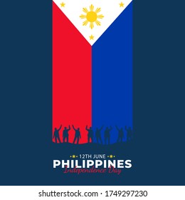 Philippine Independence Day. Celebrated annually on June 12 in Philippine. Happy national holiday of freedom.Patriotic poster design. Vector illustration