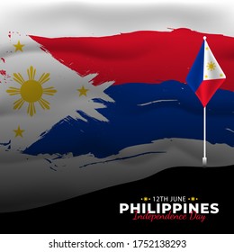 Philippine Independence Day. Celebrated annually on June 12 in Philippine. Happy national holiday of freedom.Patriotic poster design. Vector illustration