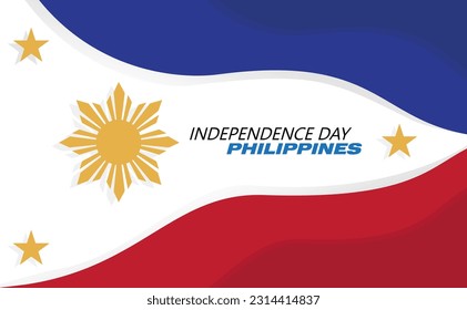 Philippine Independence Day. Celebrated annually on June 12 in Philippine. Happy national holiday of freedom. Patriotic poster design. Vector illustration