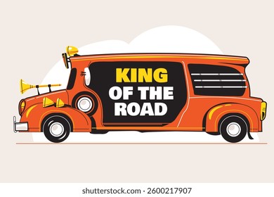 Philippine king of the road symbol Jeepney Cartoon Illustration