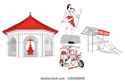 philippine landmark icons vector set
