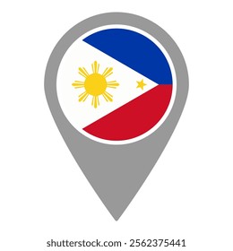 philippine location pin, flag application, Flag on Location Pin, graphic design, map pointer, vector illustration.