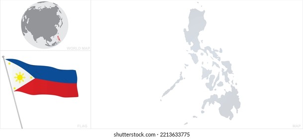 Philippine map and flag. vector