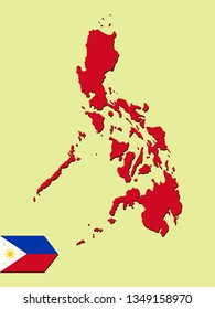 Philippine map with national flag 