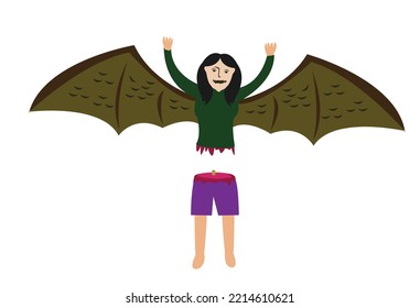 Philippine mythical creature called the Manananggal separates its body from its lower part. Editable Clip Art.