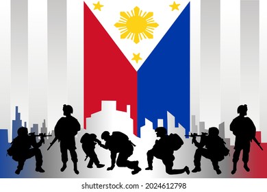 philippine national heroes day with philippine flag with the spirit of sacrifice of the soldiers, template for memorial day.