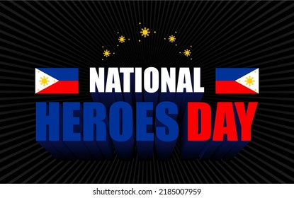 philippine national heroes day with philippine flag color theme and extrude effect typography, template for memorial day.