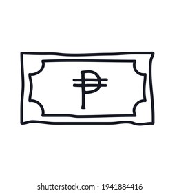 Philippine peso banknote doodle logo icon sign Money currency symbol Hand drawn sketch Economical design Cartoon game style Fashion print clothes apparel greeting invitation card cover flyer poster ad