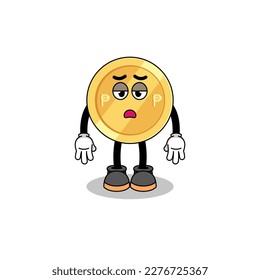 philippine peso cartoon with fatigue gesture , character design