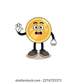philippine peso cartoon illustration doing stop hand , character design