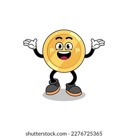 philippine peso cartoon searching with happy gesture , character design