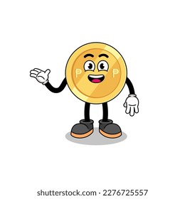 philippine peso cartoon with welcome pose , character design
