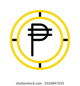 Philippine peso currency icon. financial coin symbol with modern color outline style. editable stroke illustration.