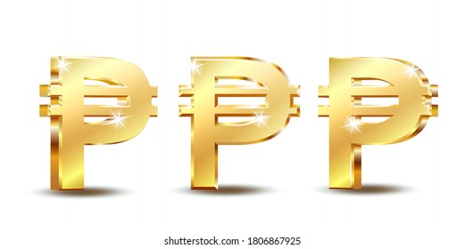 Philippine peso currency symbol, golden money sign, vector illustration on white background