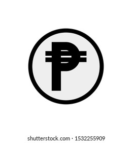 Philippine peso currency symbol on coin, money sign flat style vector illustration isolated on white background