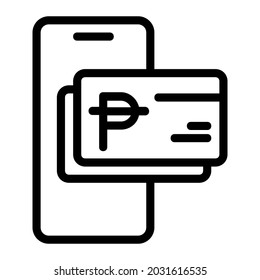 Philippine Peso Digital Debit Card Integrated with Mobile Phone Icon