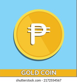 Philippine Peso gold coins. Philippine Money symbol. The Philippine Peso Currency Sign. Flat Design Coins. Can be used for web, mobile, infographic and print. eps10 Vector illustration.