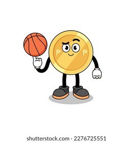 philippine peso illustration as a basketball player , character design