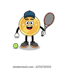 philippine peso illustration as a tennis player , character design