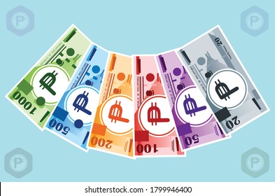 Philippine Peso Money Banknotes in various value vector flat design. Philippine Business, payment and finance element.Can be used for Web, Mobile, Infographic and Print. EPS 10 Vector illustration. 