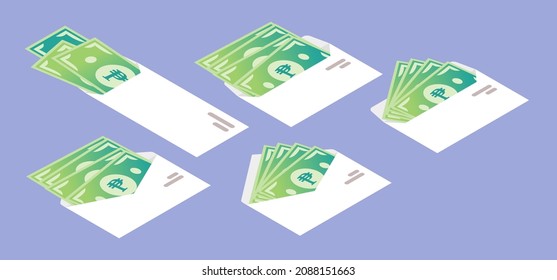 Philippine Peso Money in Envelope Isometric Icon